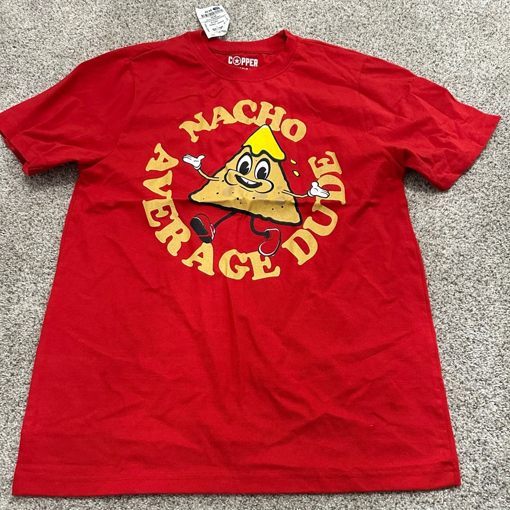 Red Graphic Tee with Nacho Design